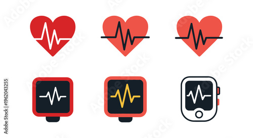 Heart Rate Monitor Line art minimal shape abstract vector