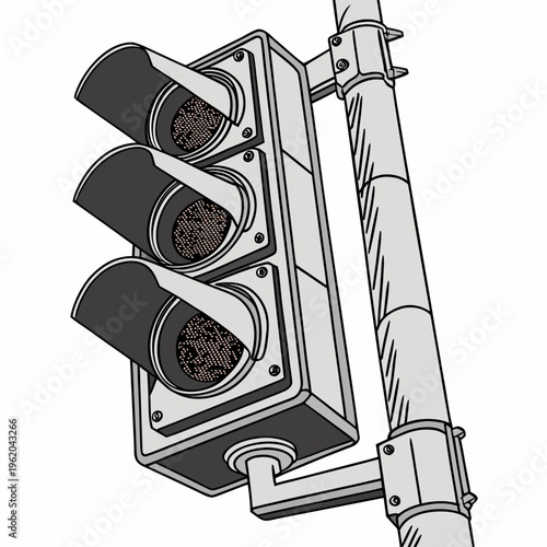 A traffic light with three lights on a pole