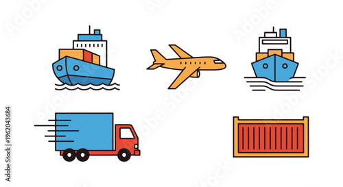 Cargo Fleet Line art vector simple abstract pattern illustration