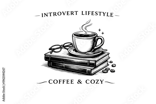 coffee books cozy vibes, cozy reading aesthetic, warm coffee illustration, book lover lifestyle, relaxing indoor scene, hygge vibes design, soft cozy atmosphere, reading nook illustration, hot drink a