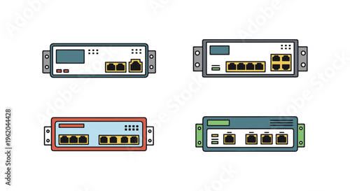 Industrial Network Switch Line minimal abstract illustration vector