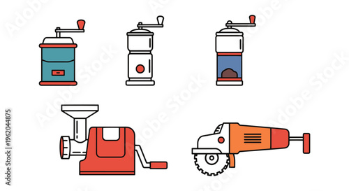 Grinder Line art vector set clean abstract