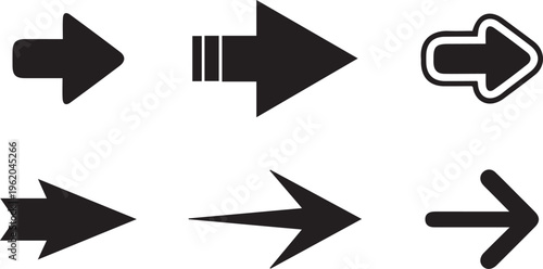 Arrow icon vector set, Directional forward arrow sign and symbol, Pointer Cursor arrow button, 