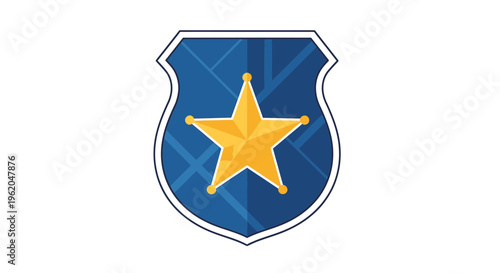 Police badge with gold star on blue background law enforcement symbol sheriff emblem authority icon