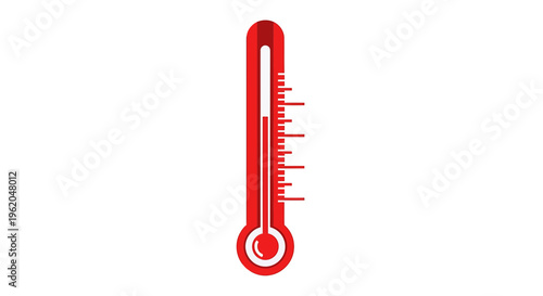 Flat illustration of a red thermometer on white background temperature measurement concept