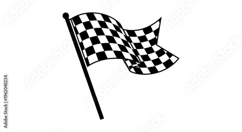 Checkered Flag Waving - Symbol of Victory and Racing Finish Line.