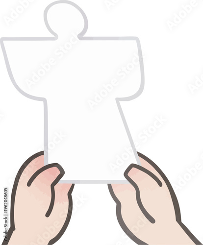 大祓の人形（ひとがた）のやり方ベクターイラスト｜厄除け・お祓いの手順解説・神事説明素材（背景透過）