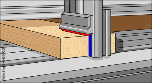 Industrial wood cutting machine process.