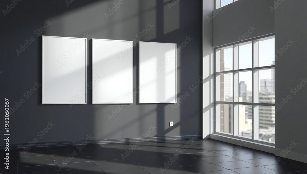 Fototapeta premium Modern office space with large windows