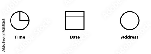 Minimal time date address icon set
