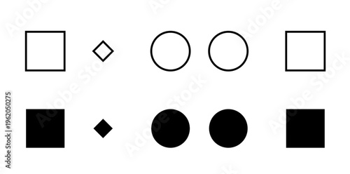 Outlined filled geometric shape set