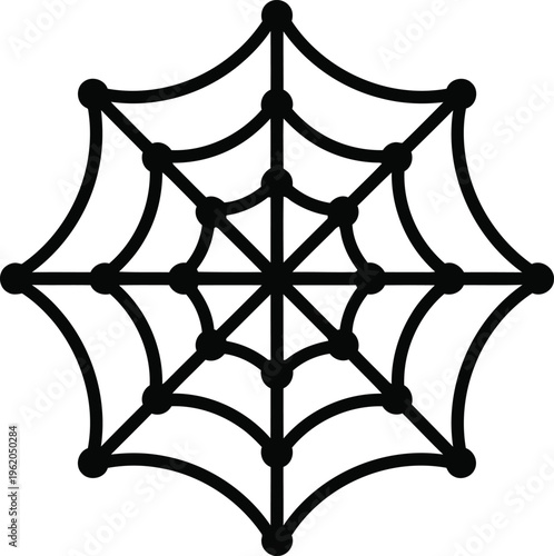 Black spider web illustration on white background