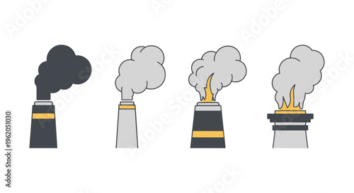 Industrial Smoke Line art modern shape abstract vector