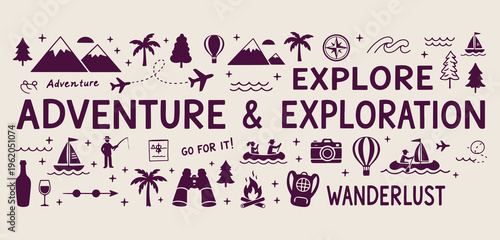 culture and explore, hand drawn icons, line art illustration, travel the world, adventure and tourism, global journey doodles, historical landmarks

