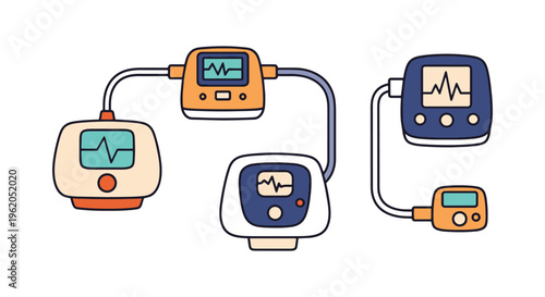 Doppler Fetal Monitor Line art simple modern abstract vector
