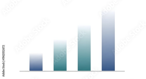A bar graph with four bars of varying heights in a blue green gradient