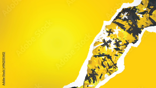 Modern Abstract Yellow Vector Background with a Creative Torn Paper Edge Effect