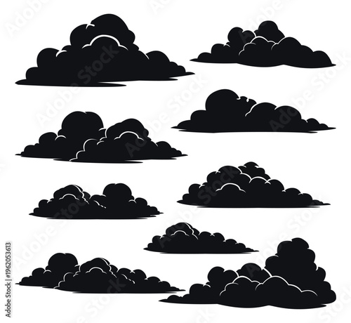 cloud, cloud silhouette, clouds, cloud shapes, cloud vector, sky, weather, silhouette, black cloud, cloud icon, cloud set, cloud collection, cumulus cloud, fluffy cloud, cloud clipart, cloud illustrat