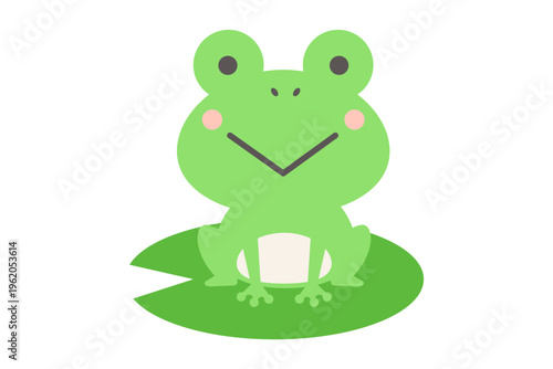 葉っぱに乗ったかわいいカエルのベクターイラスト