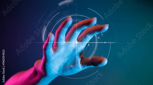 Human hand controlling virtual reality environment 