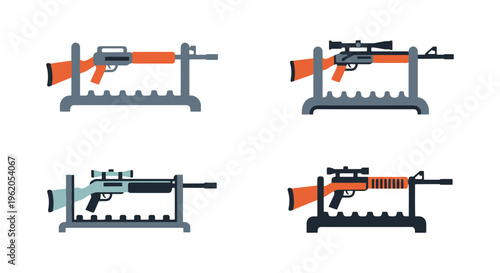 Gun rack Line art vector set modern abstract