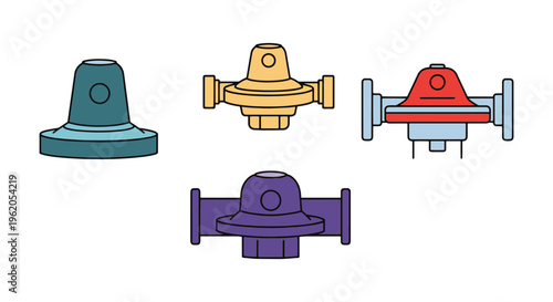 Gas Regulator Line art vector modern colorful pattern illustration
