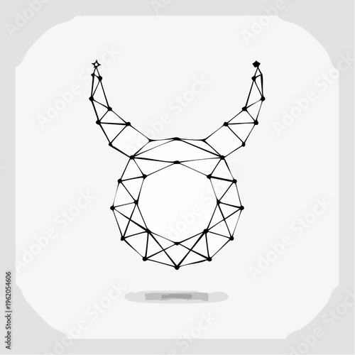 おうし座のフラットな星座ベクターアイコン 牛の角を形成する幾何学的な星のつながり