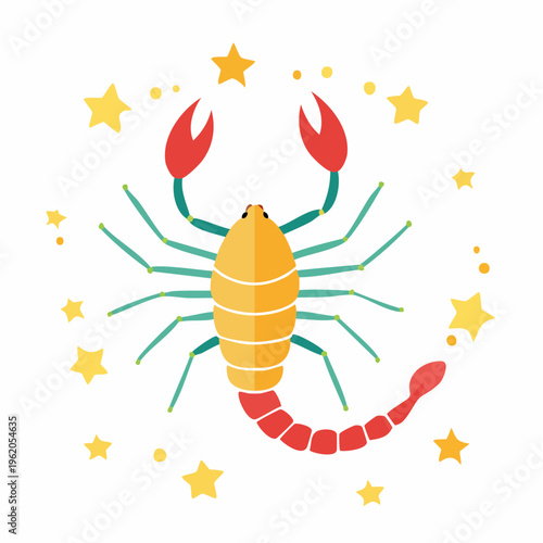 さそり座のフラットな星座ベクターアイコン 蠍の尾を描く星のつながり