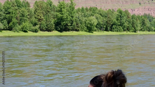 Relaxing by river with cup of tea river calm lifestyle and mindfulness concept River nature solitude for writer blogger psychologist yoga instructor and freelancer enjoying peaceful outdoor rest