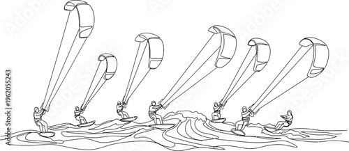 skiing motion sequence, multiple skier silhouettes