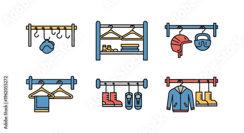 Gear drying rack Line art abstract creative illustration vector