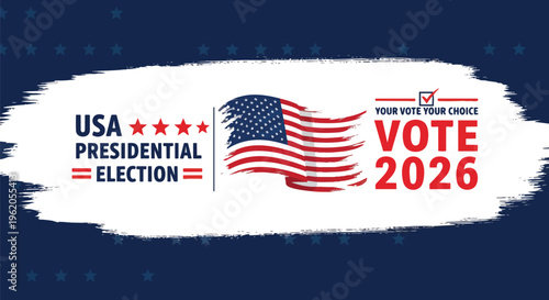American flag with brush strokes, vibrant colors, USA presidential election, concept for political campaigns, voter awareness and patriotic promotions.