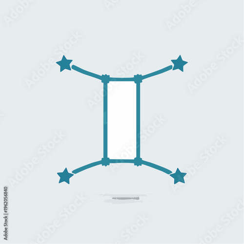 ふたご座のミニマルな星座ベクターアイコン 細い線で繋がれた双子の星のパターン
