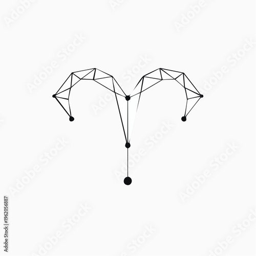 おひつじ座のミニマルな星座ベクターアイコン 羊の角の形に繋がれた星