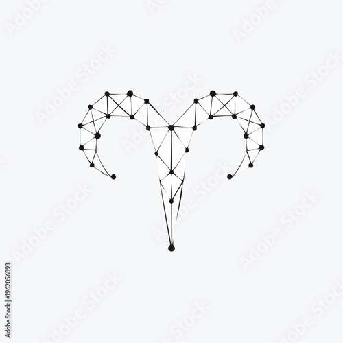 おひつじ座のミニマルな星座ベクターアイコン 羊の角の形に繋がれた星