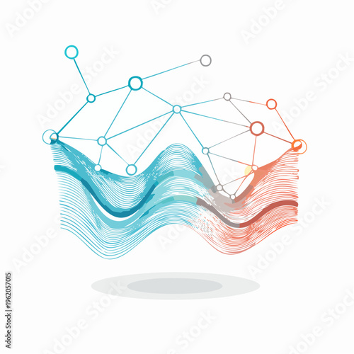 みずがめ座のネオン星座ベクターアイコン 波のように流れる光る星のつながり