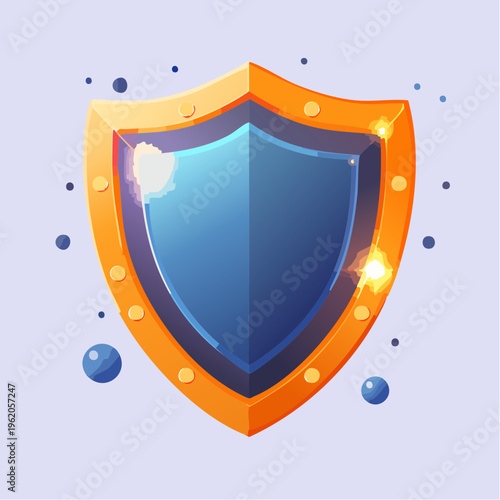 光るシールドバフのベクターアイコン フラットでクリーンな保護ステータスのシンボル