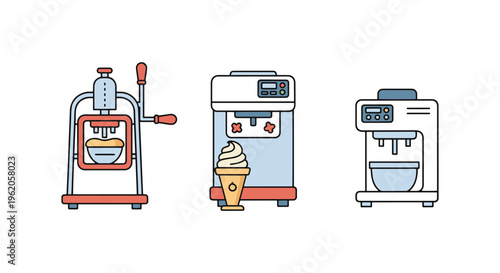 Ice Cream Maker Line art minimal clean abstract vector