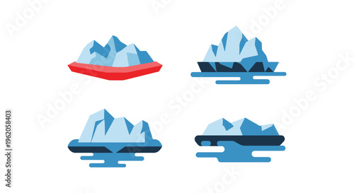 Ice Floe Line art vector set minimal modern abstract illustration