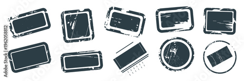 Grungy rubber stamp ink blot and wear patterns - Great for retro posters, handmade aesthetics, or tactile design effects.