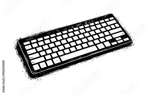A realistic wireless keyboard shown in slightly angled top view, enlarged to fill most of the canvas and isolated on a clean white background, its grid of keys