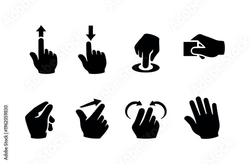 UI navigation gestures advanced: swipe up, swipe down, long press, drag and drop, pinch close, pinch open, rotate gesture, multi touch