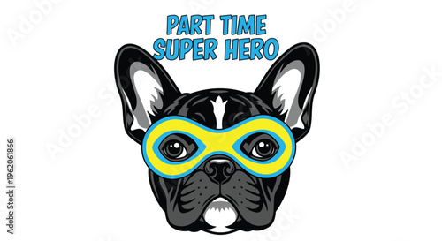 Vibrant Bulldog with Superhero Mask, perfect for branding, social media content, and comic book illustrations.