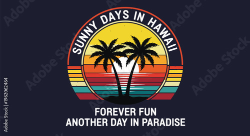 Vibrant Sunset Design with Palm Trees against sunset colors perfect for travel blogs, vacation brochures, and social media campaigns.