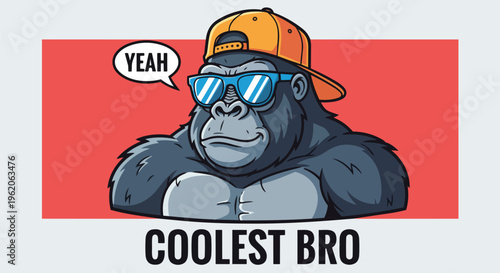 Modern Gorilla with Cool Sunglasses against Gradient Design, suitable for social media, advertising, and merchandise.