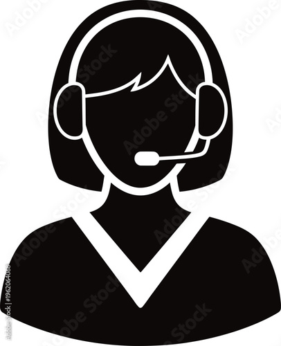 Customer service representative wearing a headset