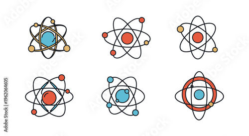 Electron Orbit Line art vector simple colorful shapes