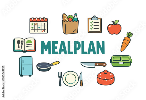 Weekly meal planning and grocery organization concept focused on preparing a structured food plan, managing ingredients and simplifying cooking routines for a