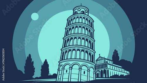 Futuristic Cyan Neon Layered Panels with Symmetrical Depth Composition