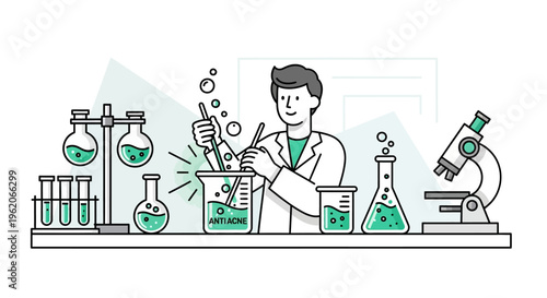 Scientist conducting an experiment in a laboratory setting with various equipment